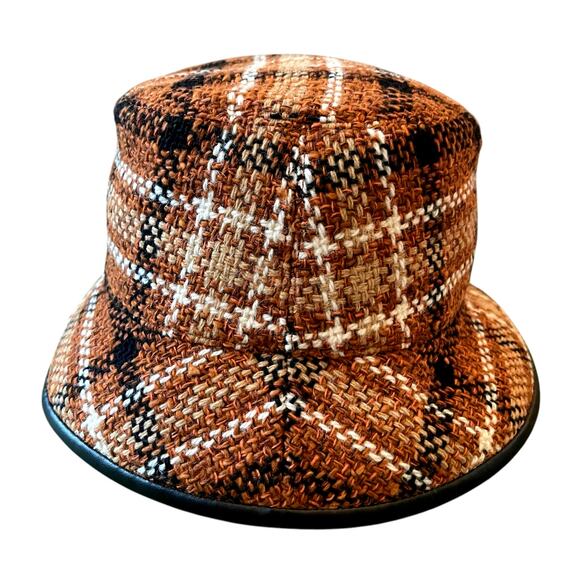 GUCCI GG Elevation Tweed Tartan Bucket Hat Cap 728469 Brown Size Medium NEW main image 16